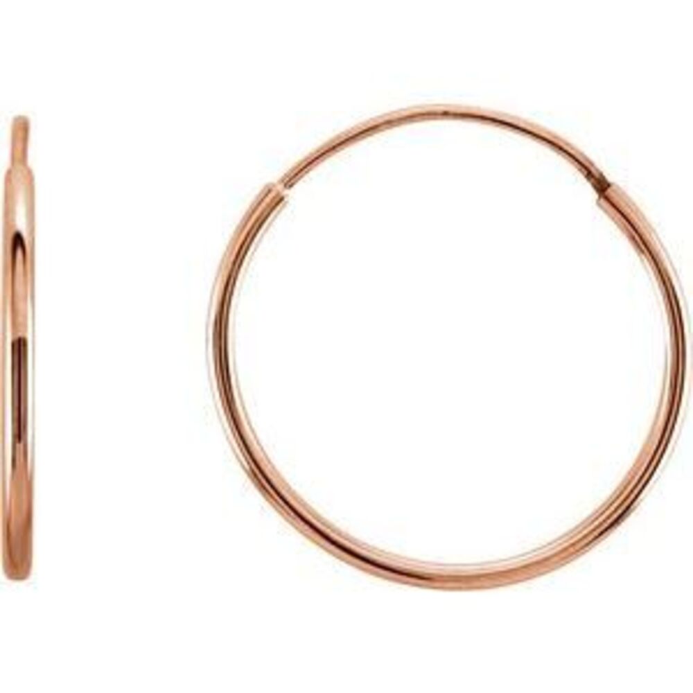 14k Rose Gold Endless Hoop Earrings Jewelry For Gift - 15mm